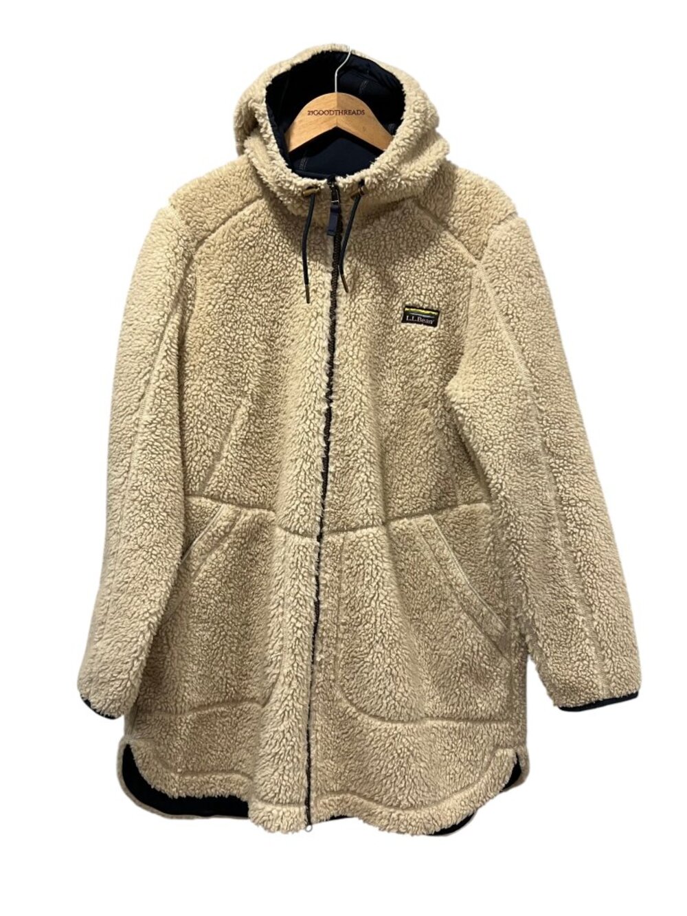 LL Bean Mountain Pile Fleece Coat, Natural, XL